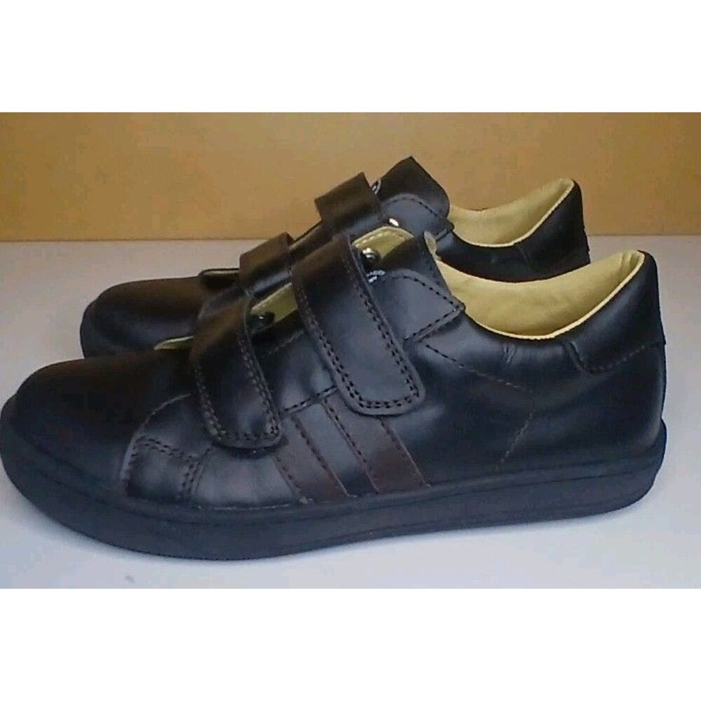 Naturino Boys Sz 2 EU 33 Black Leather School Shoes Hook And Loop - Picture 2 of 11